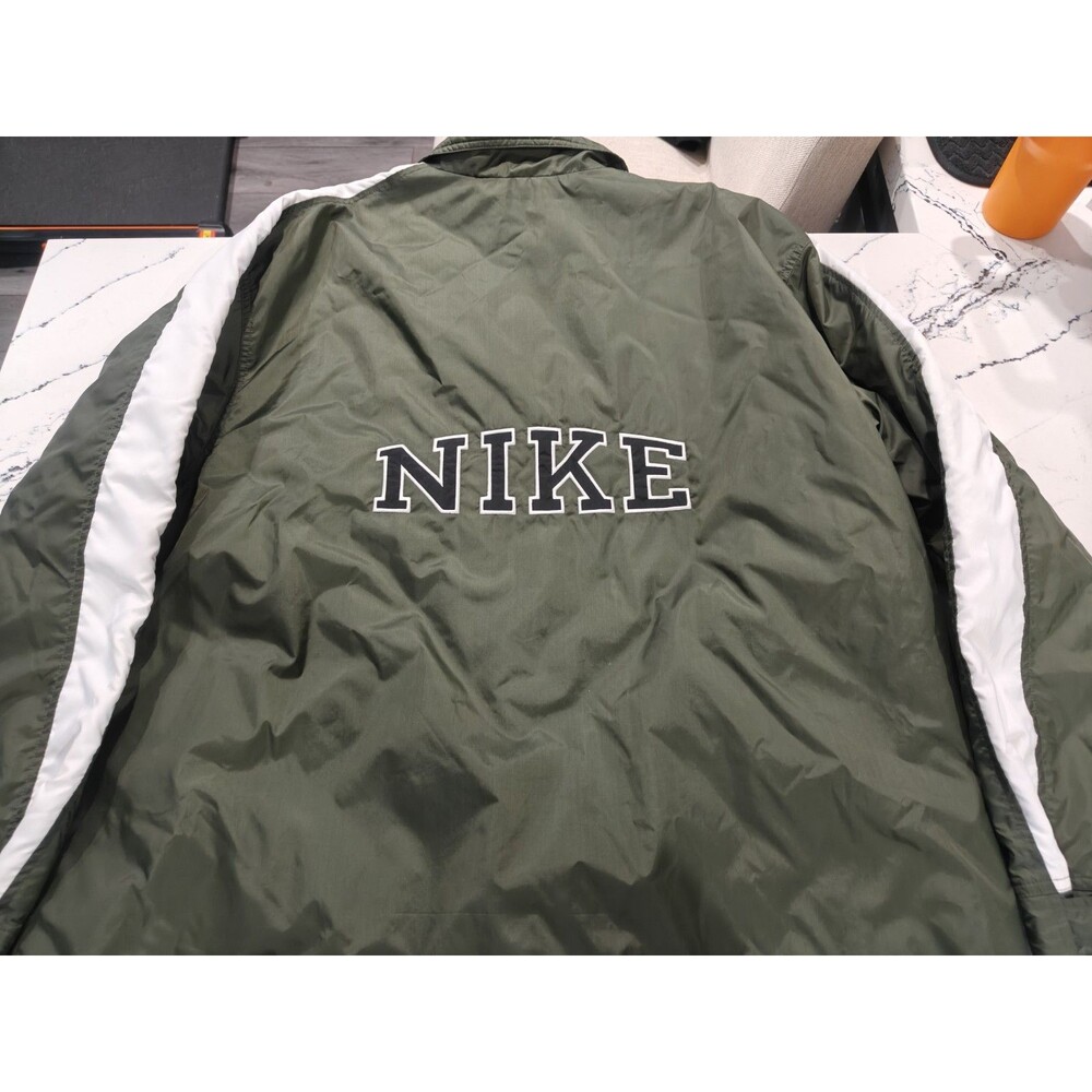 Nike Vintage Green White Colorblock Full Zip Quilted Windbreaker Jacket Mens XL